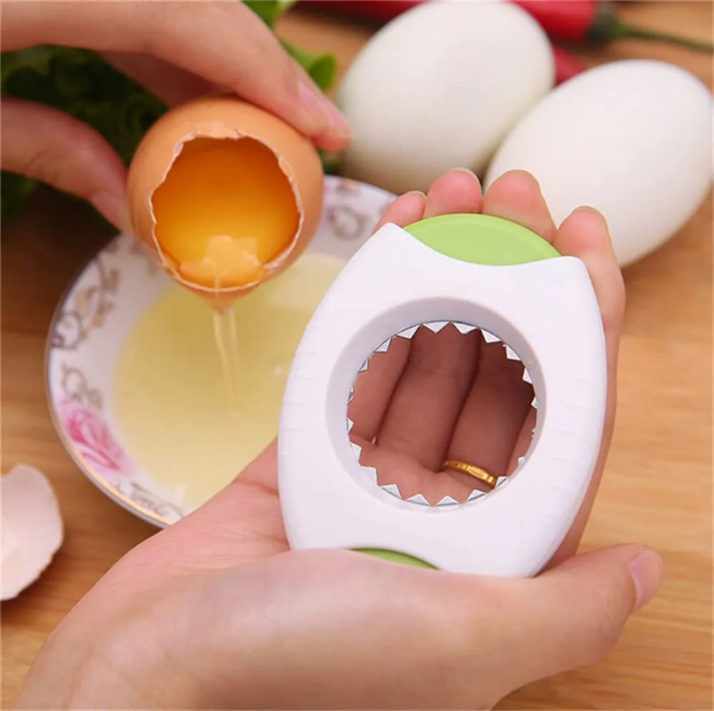 Egg shell opener neatly cracking an egg